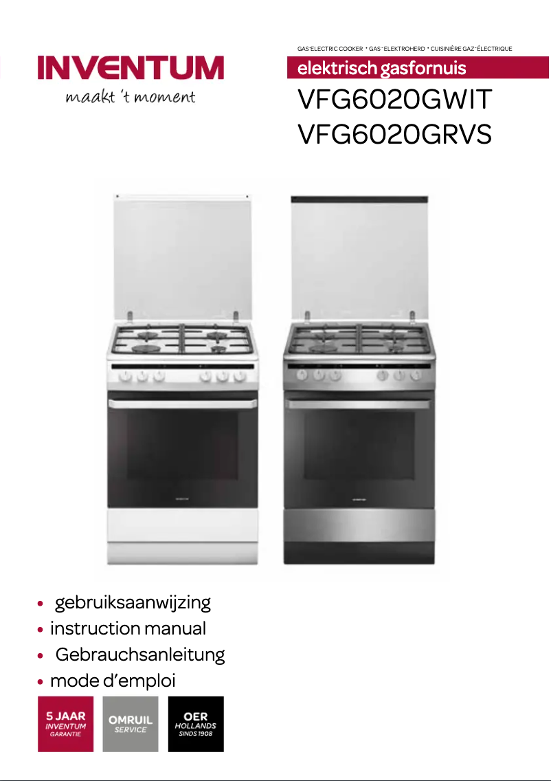 Page 1 de la notice Manuel utilisateur Inventum VFG6020GRVS