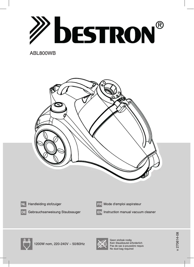 Page 1 of the manual Instruction Manual Bestron Puro ABL800WB