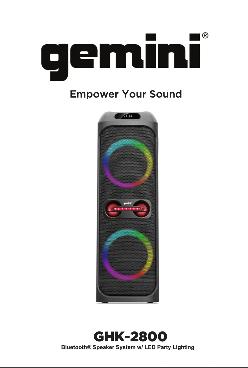 Page 1 de la notice Manuel utilisateur Gemini GHK-2800