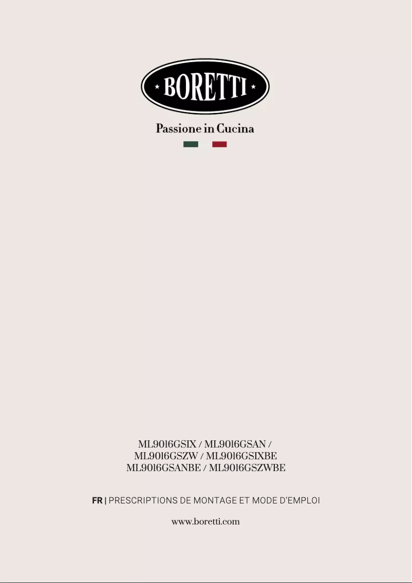 Page 1 de la notice Manuel utilisateur Boretti ML9016GSIXBE