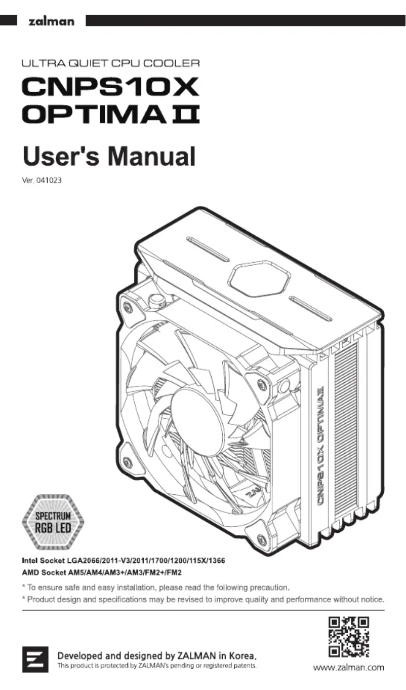 Página 1 del manual Manual de usuario Zalman CNPS10X Optima II