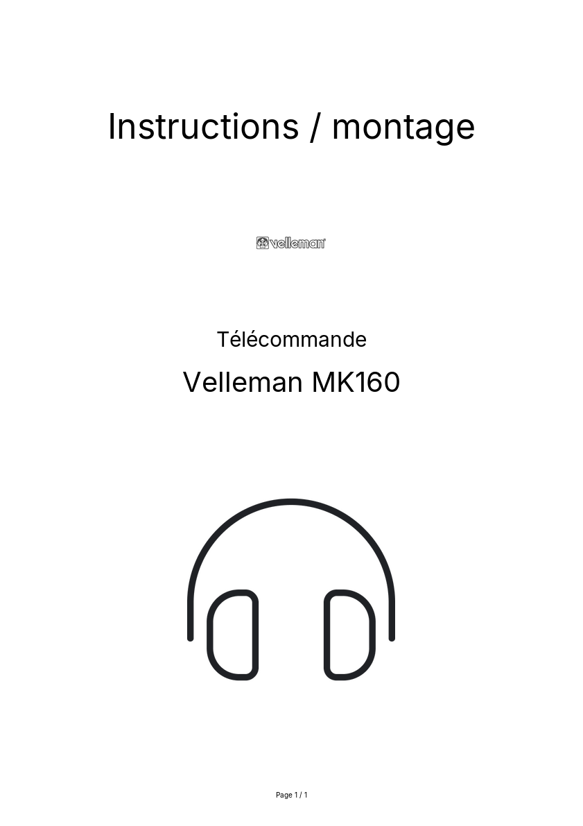 Image de la première page du manuel de l'appareil MK160