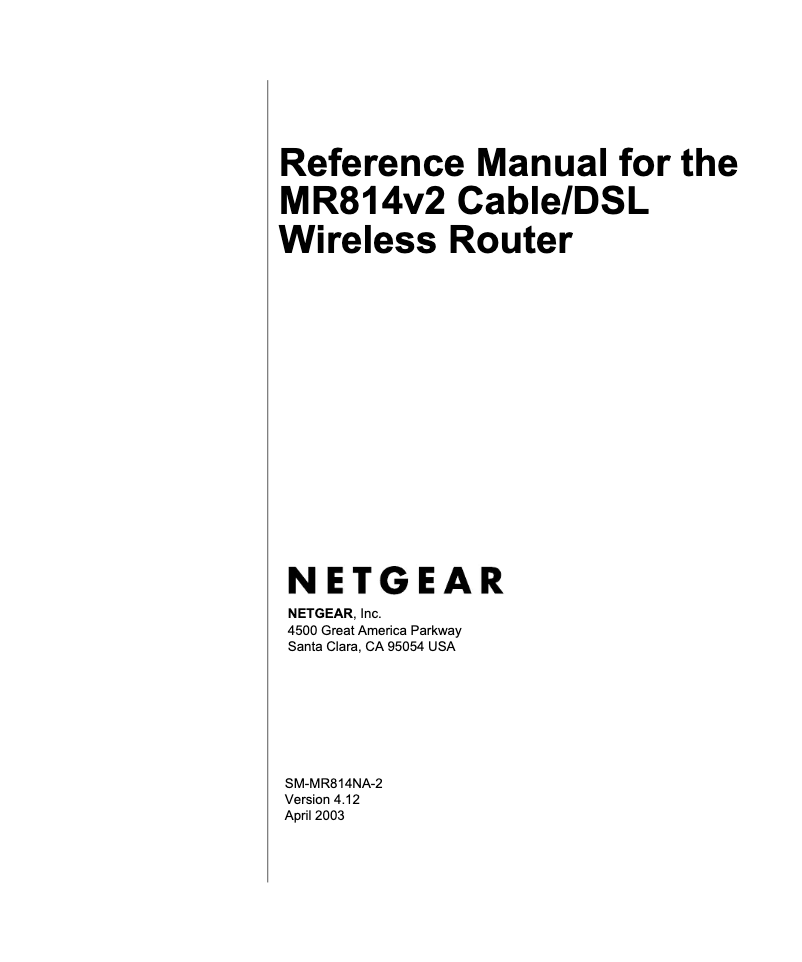 Page 1 de la notice Manuel utilisateur Netgear MR814v2