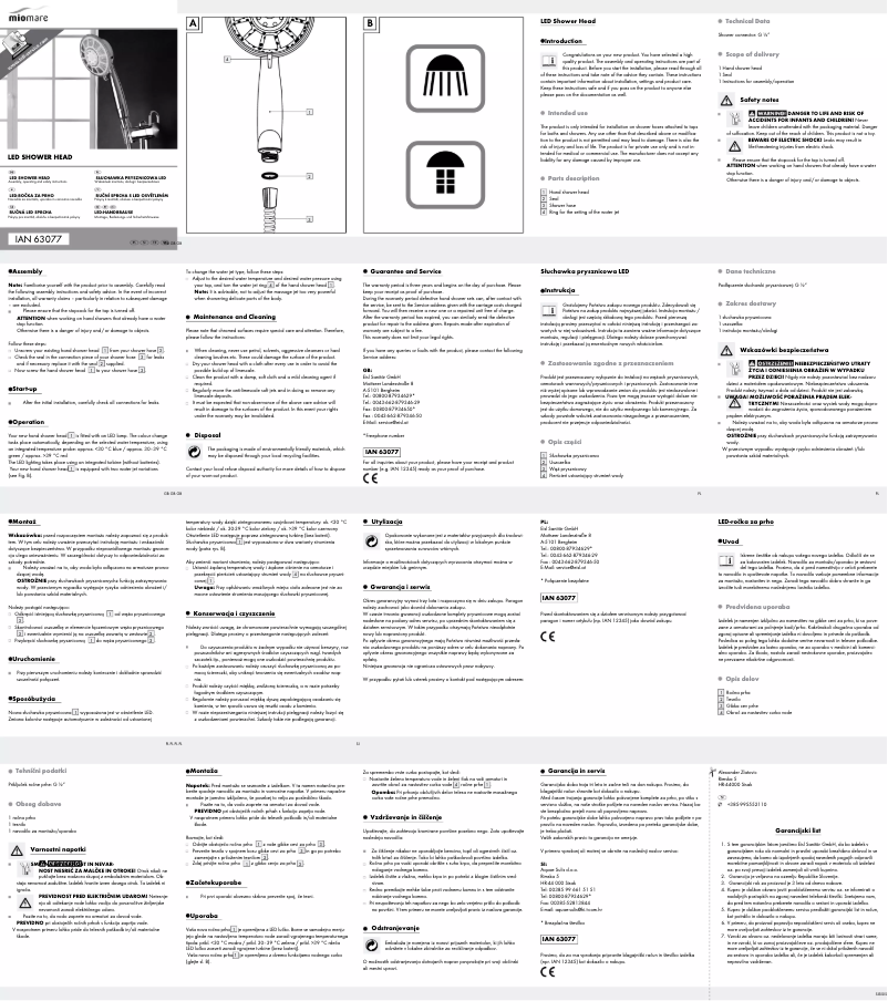 Image de la première page du manuel de l'appareil IAN 63077