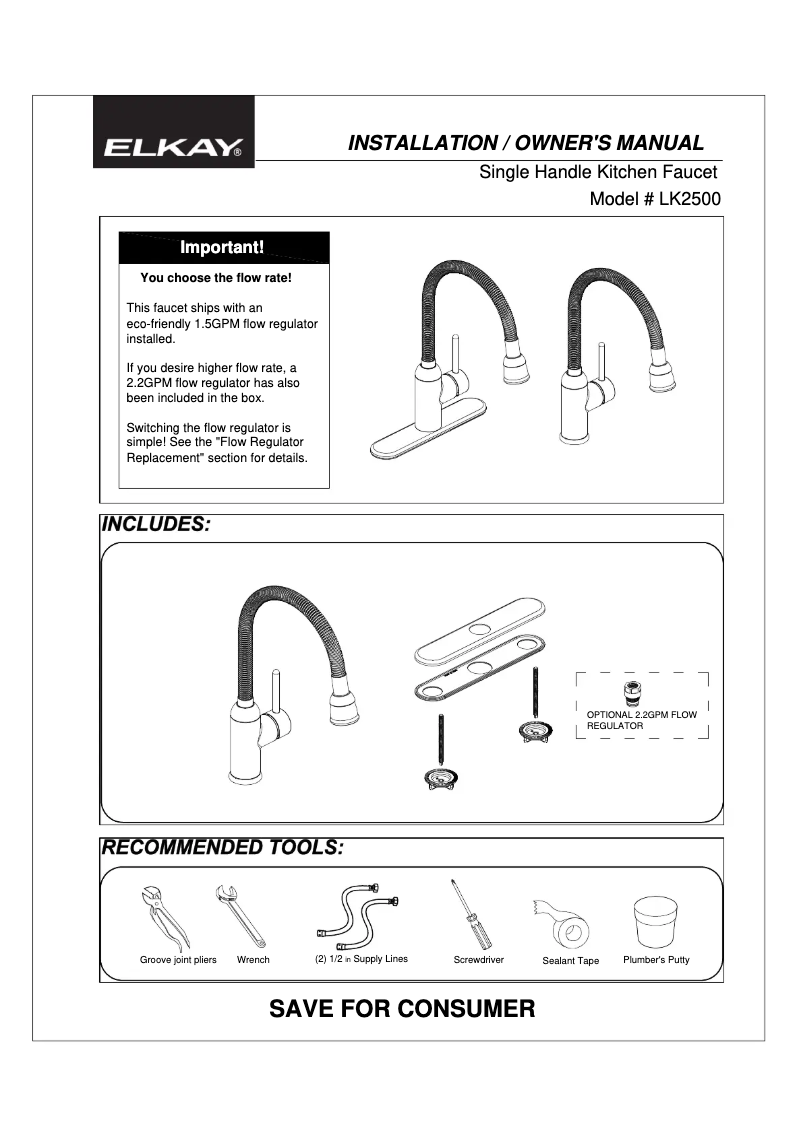 Página 1 del manual Manual de usuario Elkay LK2500CR