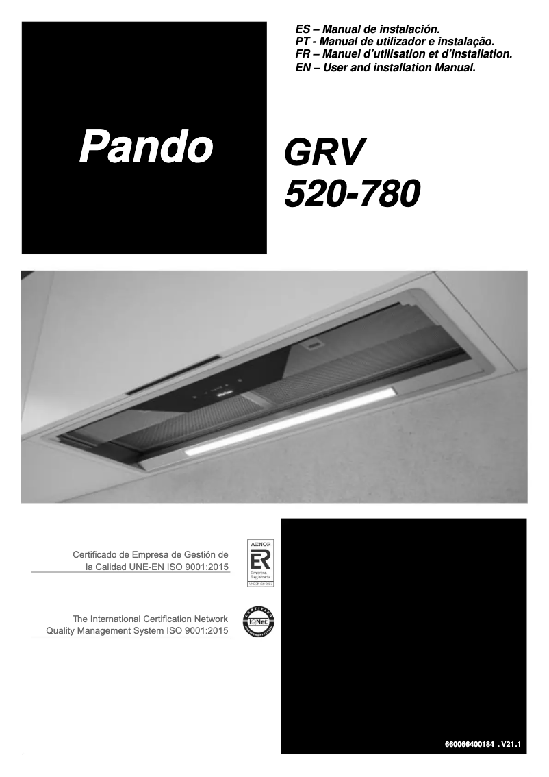 Page 1 de la notice Manuel utilisateur Pando GRV