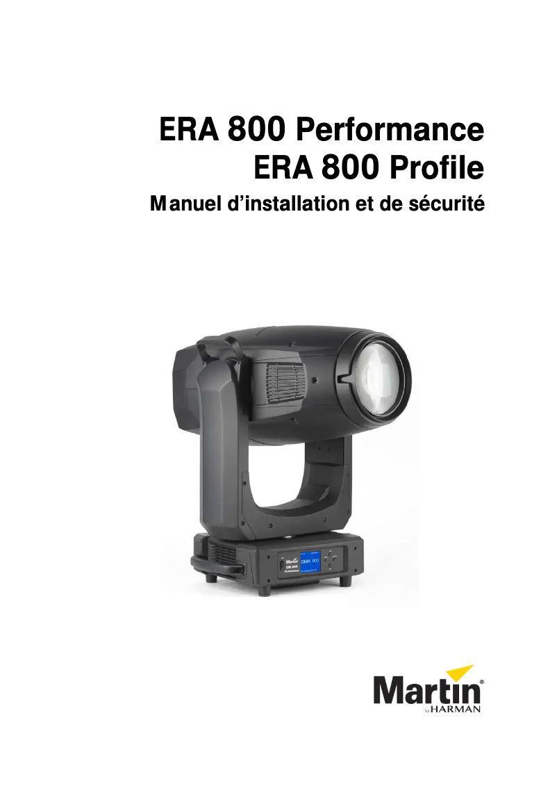 Image de la première page du manuel de l'appareil ERA 800 Performance