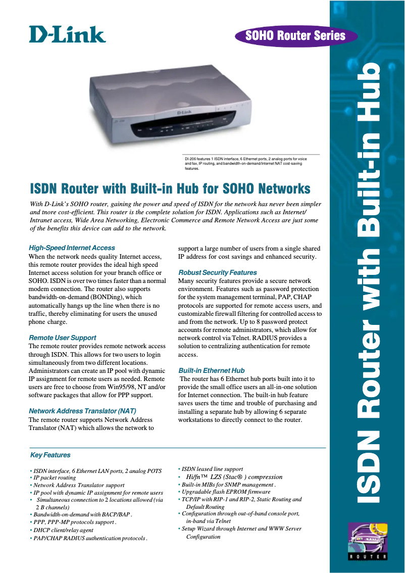 Page n°1 - Fiche technique D-Link DI-206