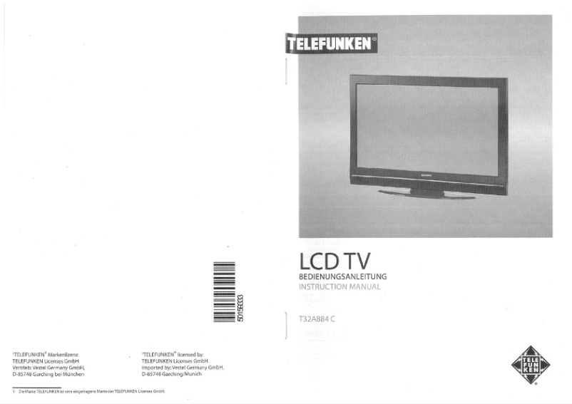 Page 1 de la notice Manuel utilisateur Telefunken T32A884C