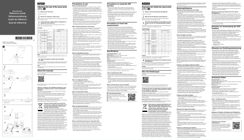 Page 1 de la notice Manuel utilisateur Sony Wena Active WNW-A01B