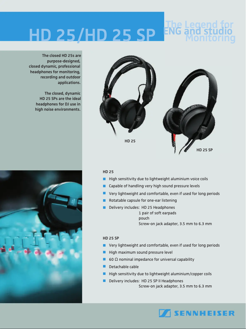 Page n°1 - Mode d'emploi Sennheiser HD 25-1 II