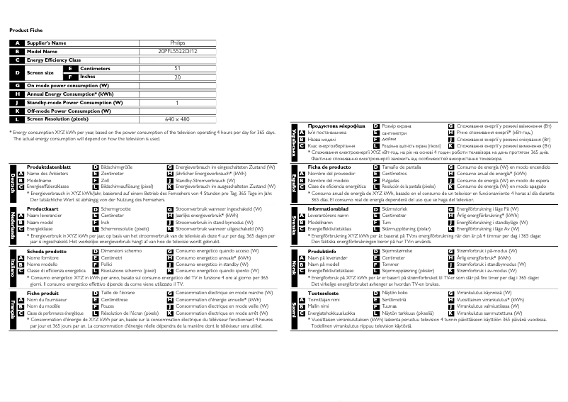 Page n°1 - Fiche technique Philips 20PFL5522D