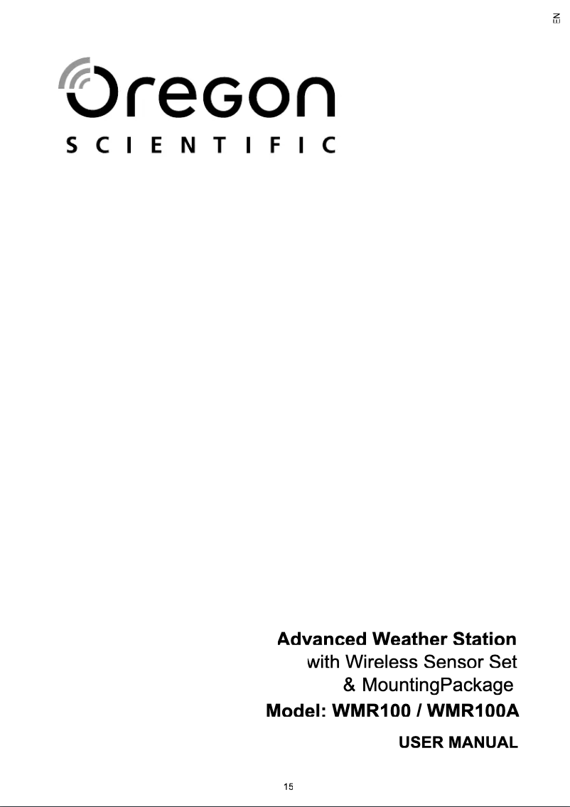 Page 1 de la notice Manuel utilisateur Oregon Scientific WMR 100