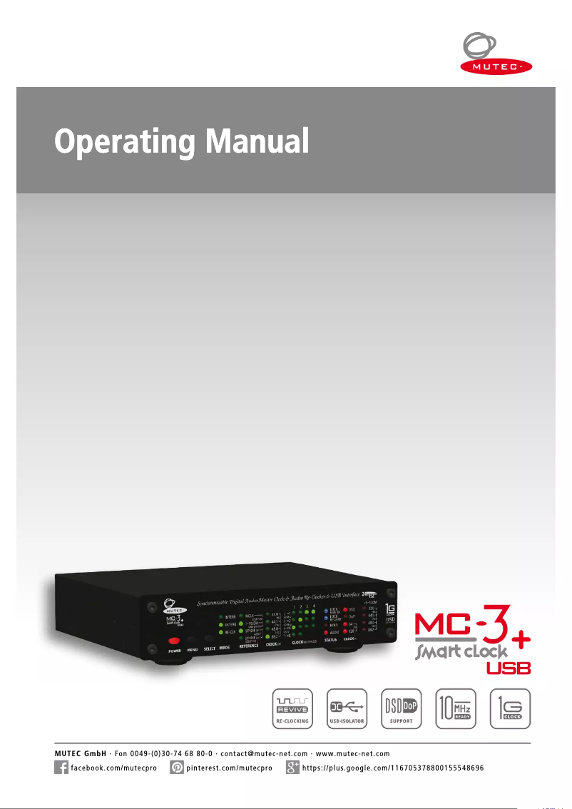 Page 1 de la notice Manuel utilisateur Mutec MC-3+