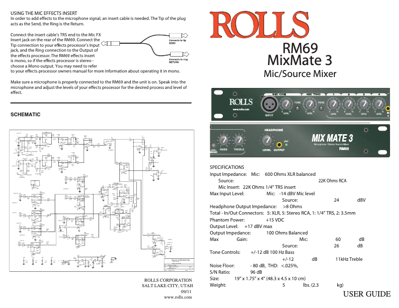 Page n°1 - Manuel utilisateur Rolls MixMate 3 RM69