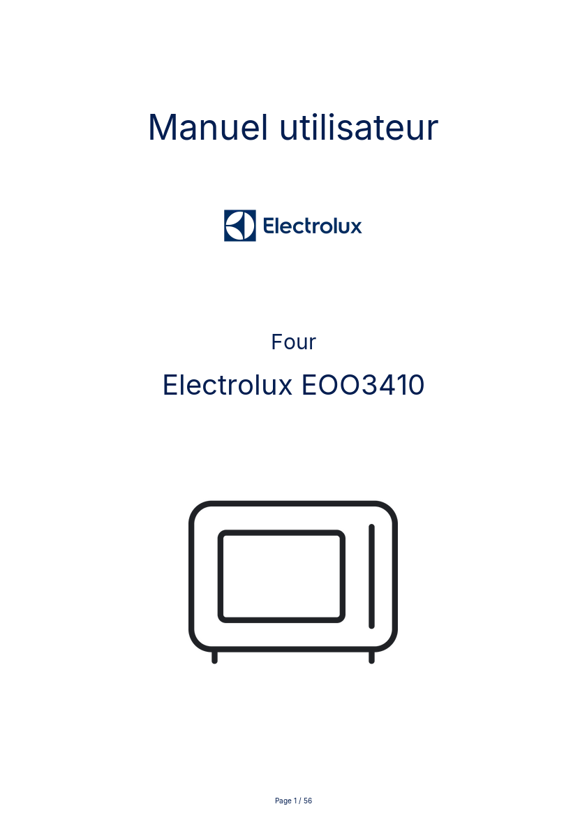 Page n°1 - Manuel utilisateur Electrolux EOO3410