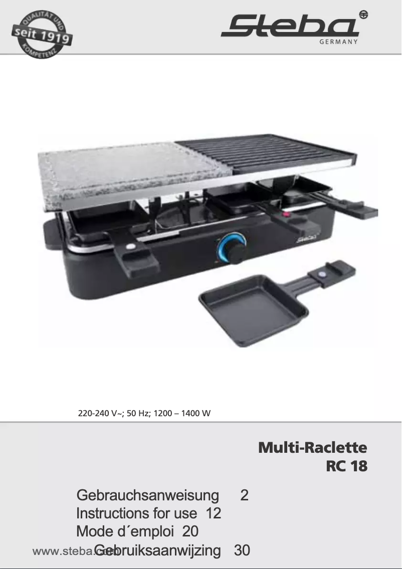 Page 1 de la notice Manuel utilisateur Steba RC 18