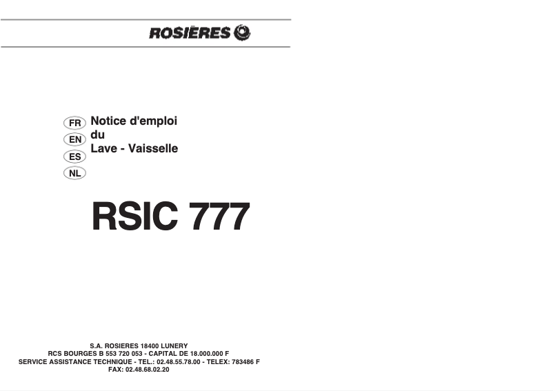 Image de la première page du manuel de l'appareil LS RSIC777RB