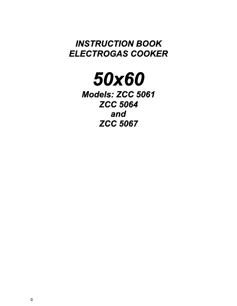 Page n°1 - Manuel utilisateur Zanussi ZCC5067