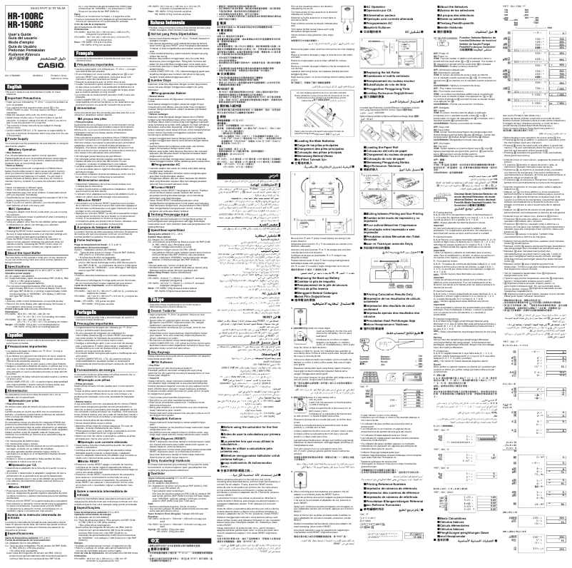 Page 1 de la notice Manuel utilisateur Casio HR-150RC