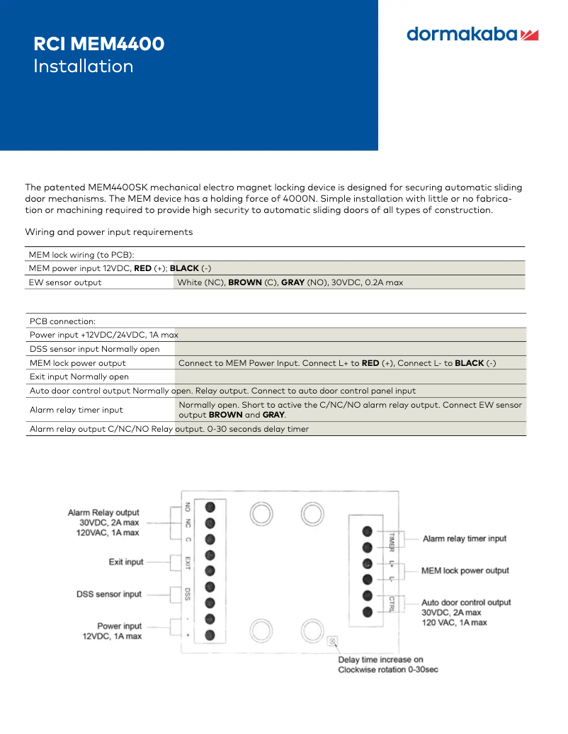 Page n°1 - Manuel utilisateur Dormakaba RMEM 4400