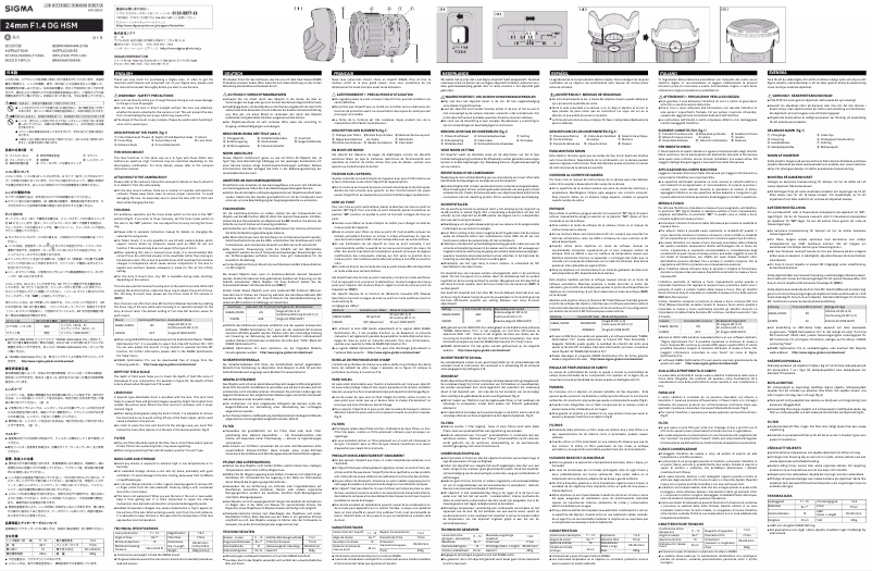 Page 1 de la notice Manuel utilisateur Sigma 24mm F1.4 DG HSM