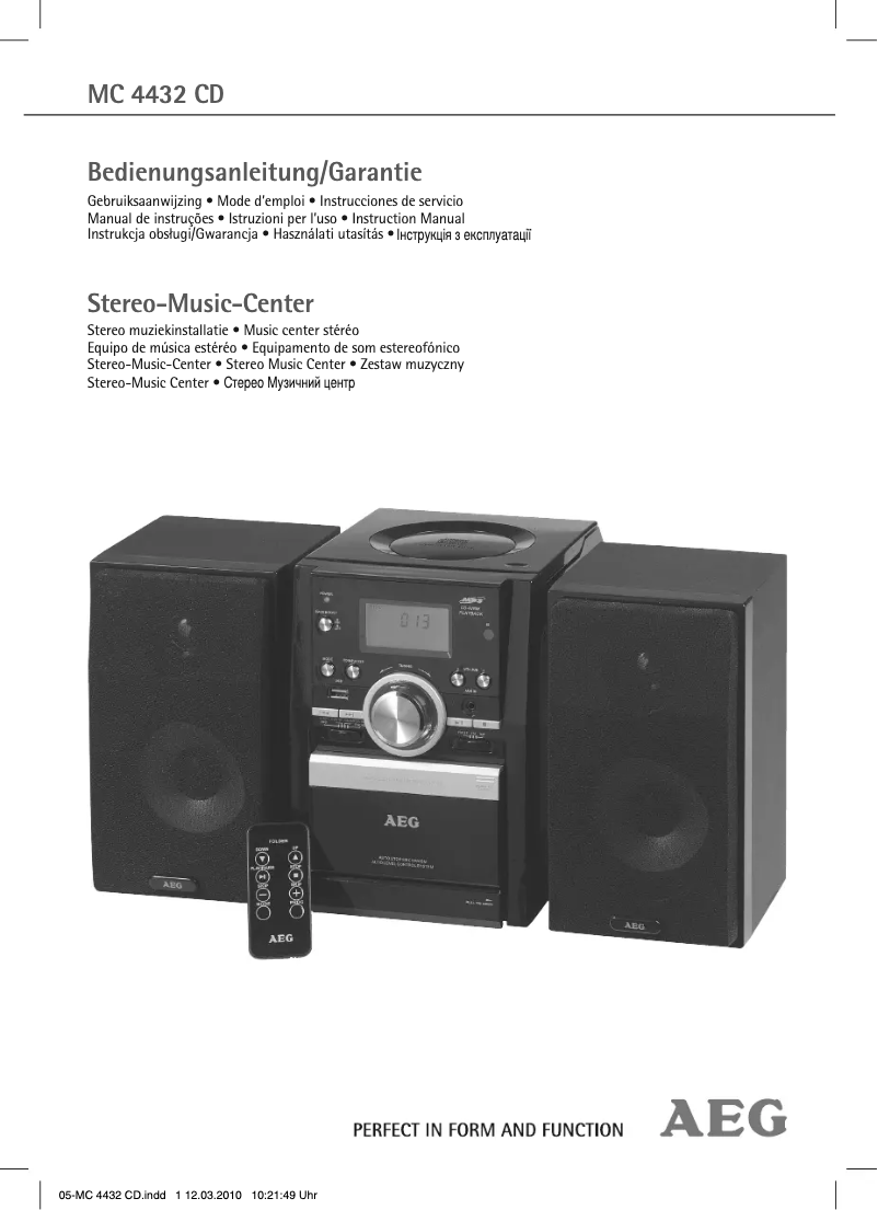 Page 1 de la notice Manuel utilisateur AEG MC 4432 CD