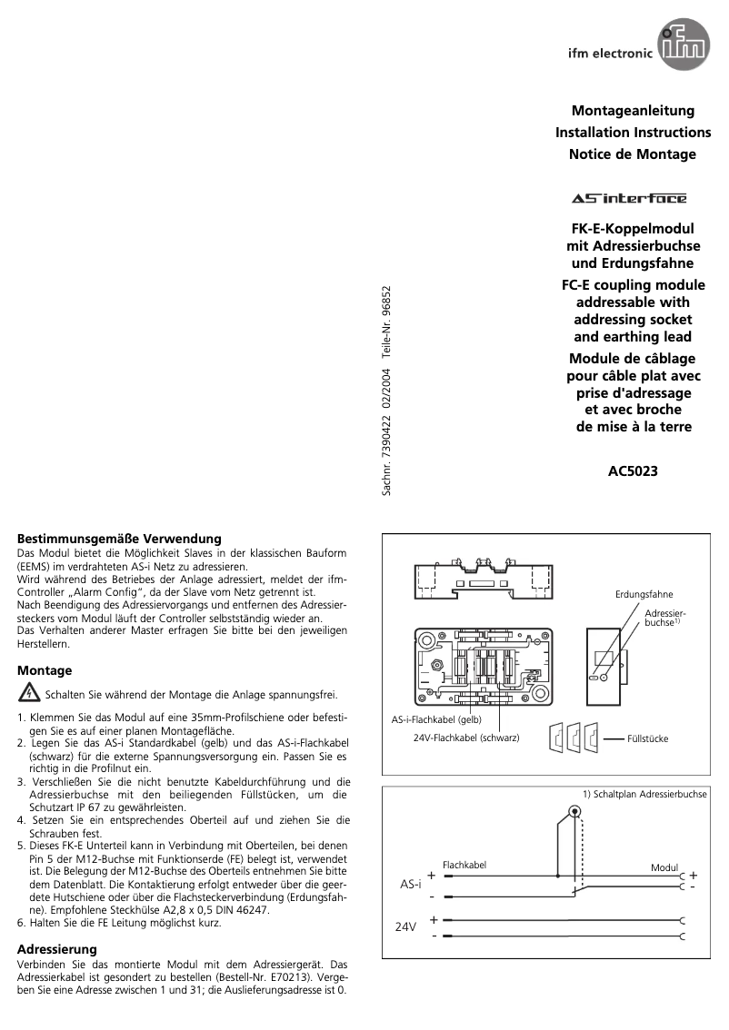 Page 1 de la notice Manuel utilisateur IFM AC5023
