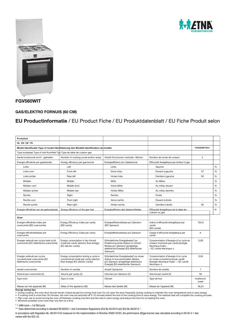 Image de la première page du manuel de l'appareil FGV560WIT