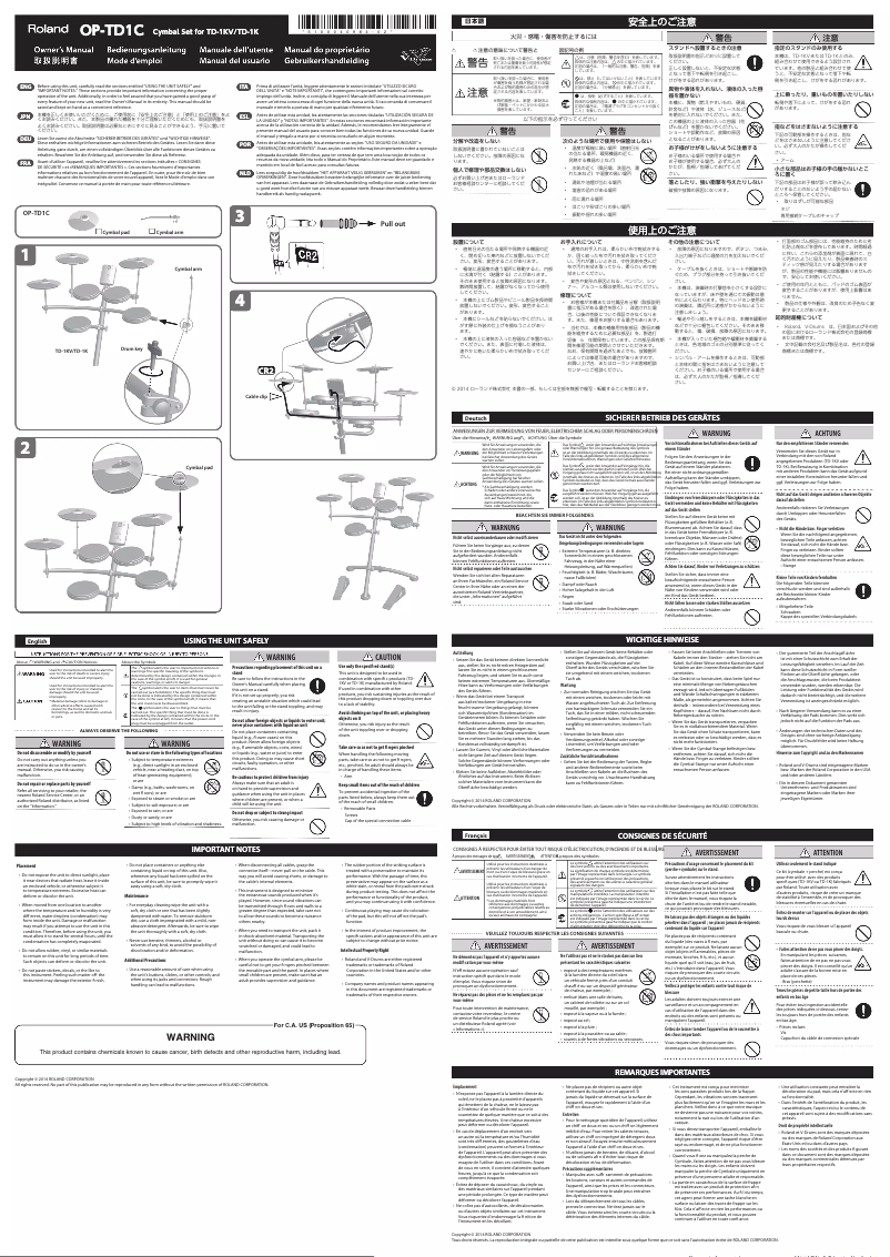 Page n°1 - Manuel utilisateur Roland OP-TD1C