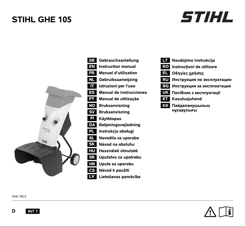 Page 1 de la notice Manuel utilisateur Stihl GHE 105