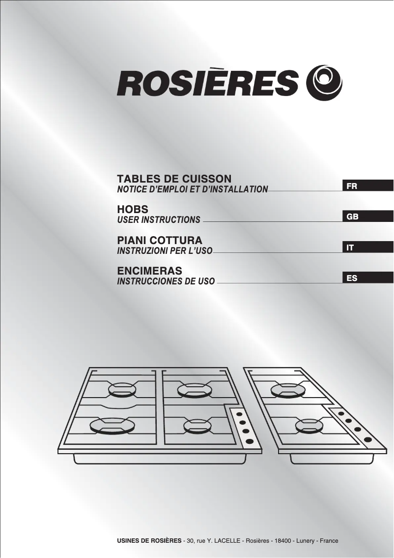 Page n°1 - Manuel utilisateur Rosieres TR 400 VV