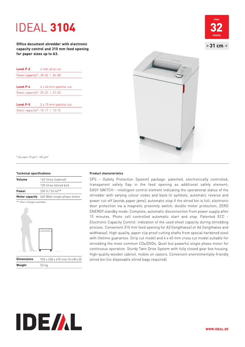 Page n°1 - Fiche technique Ideal 3104 CC