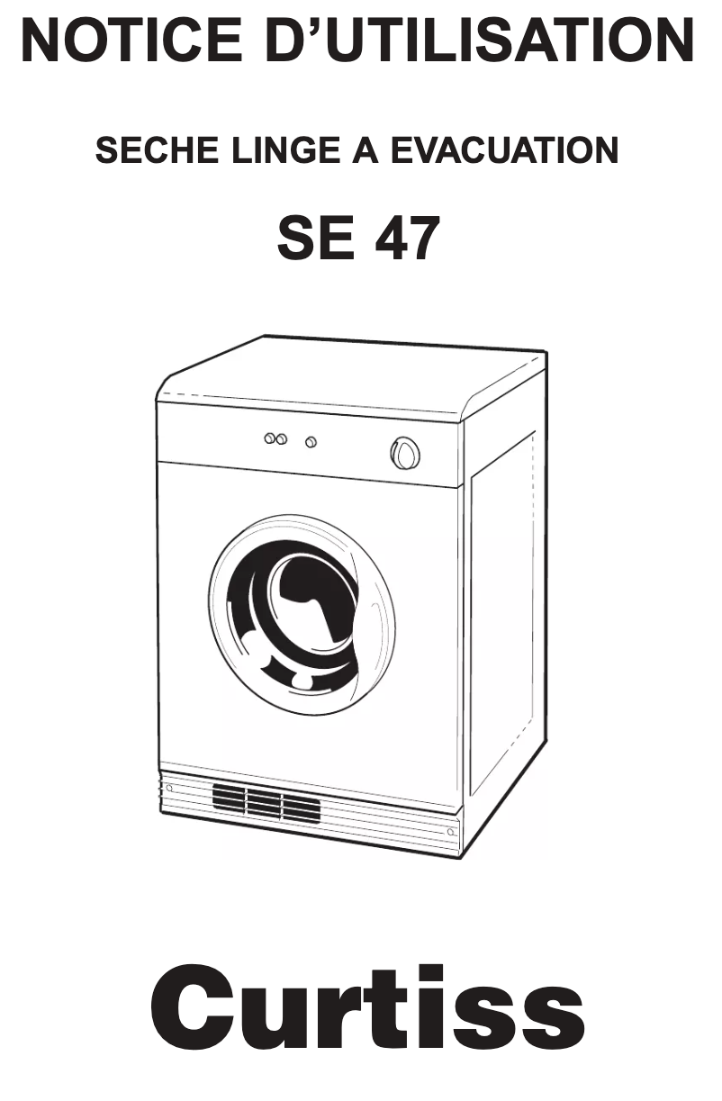 Page 1 de la notice Manuel utilisateur Curtiss SE 47
