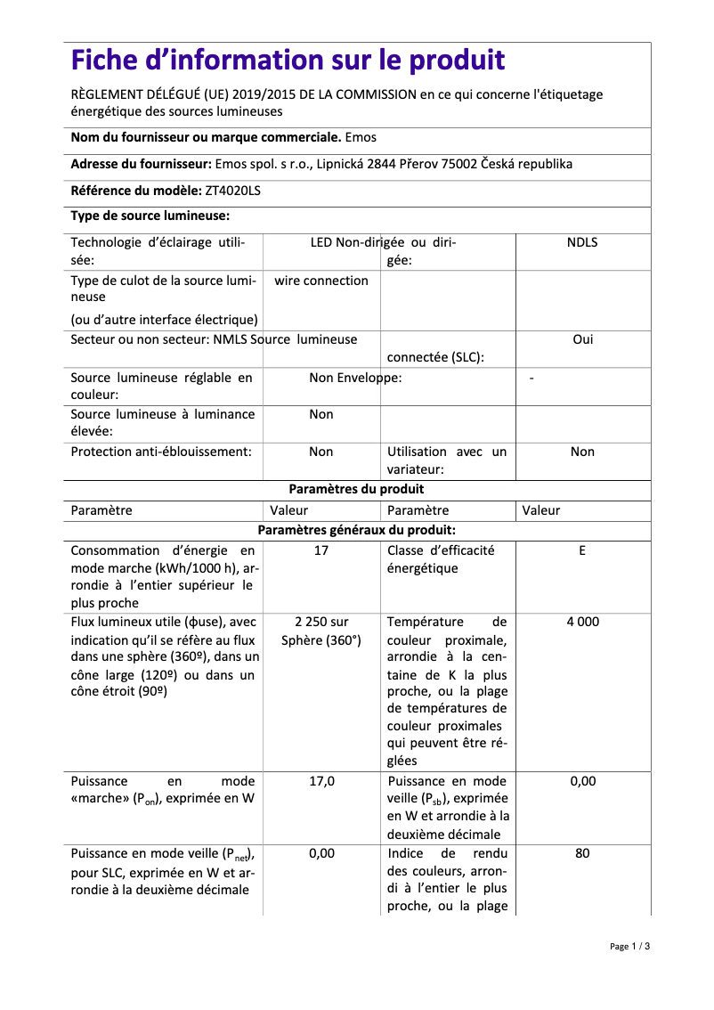 Página 1 del manual Manual de usuario Emos ZT4020