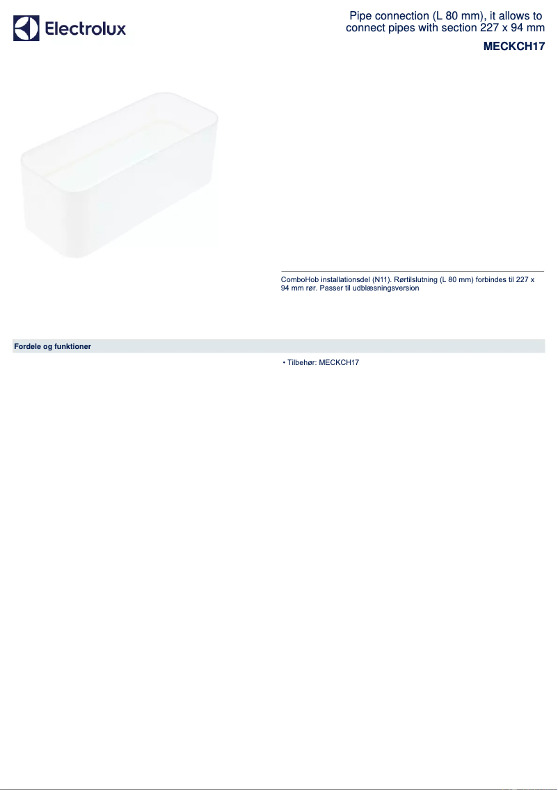 Page n°1 - Fiche technique AEG MECKCH17