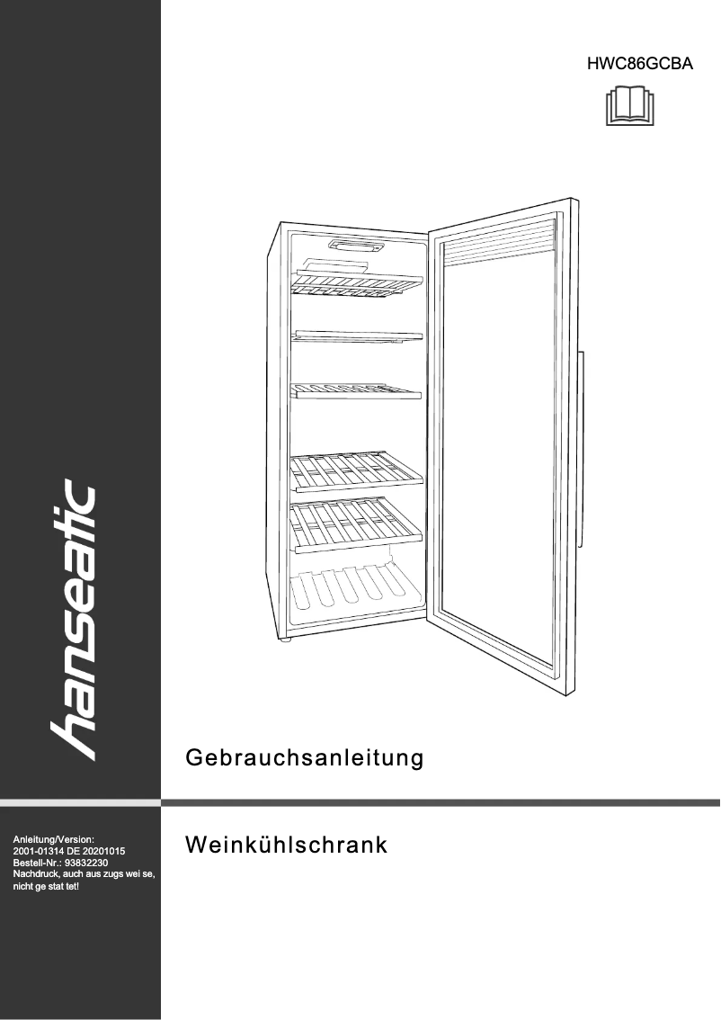 Página 1 del manual Manual de usuario Hanseatic HWC86GCBA