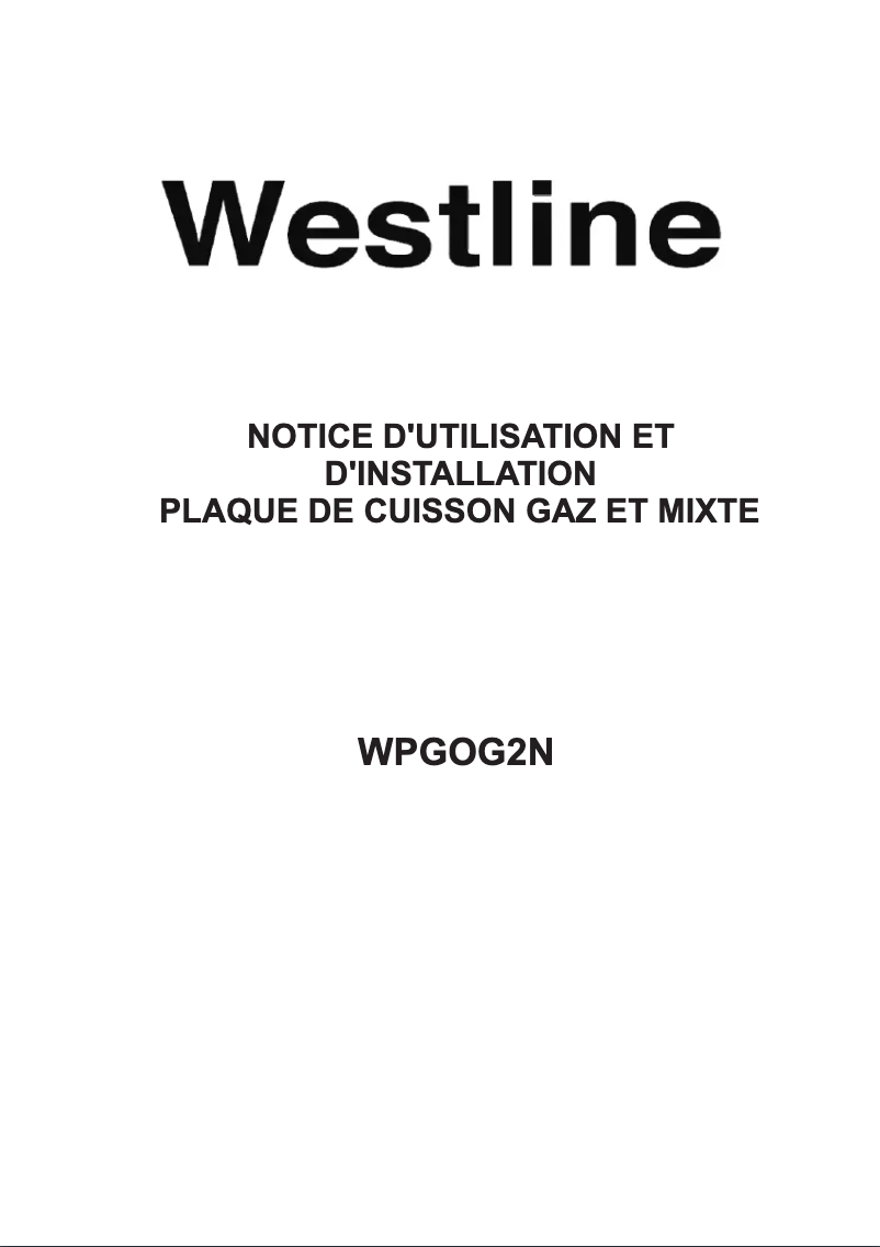 Page n°1 - Manuel utilisateur Westline WPGOG2N