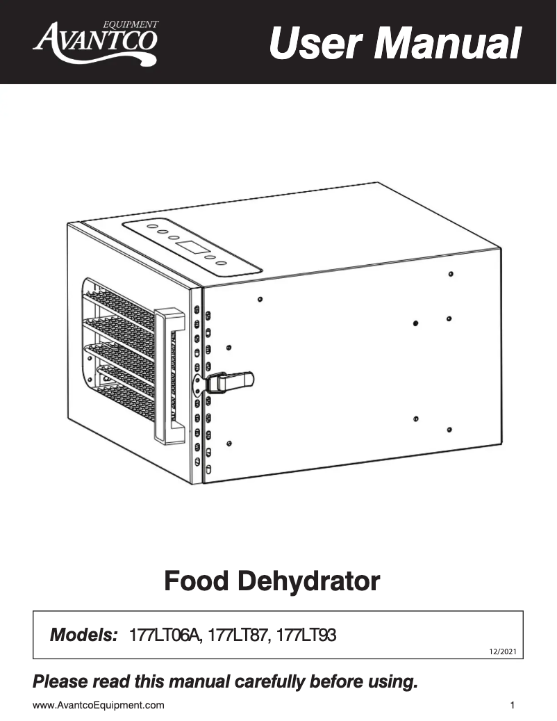 Page 1 de la notice Manuel utilisateur Avantco LT06A