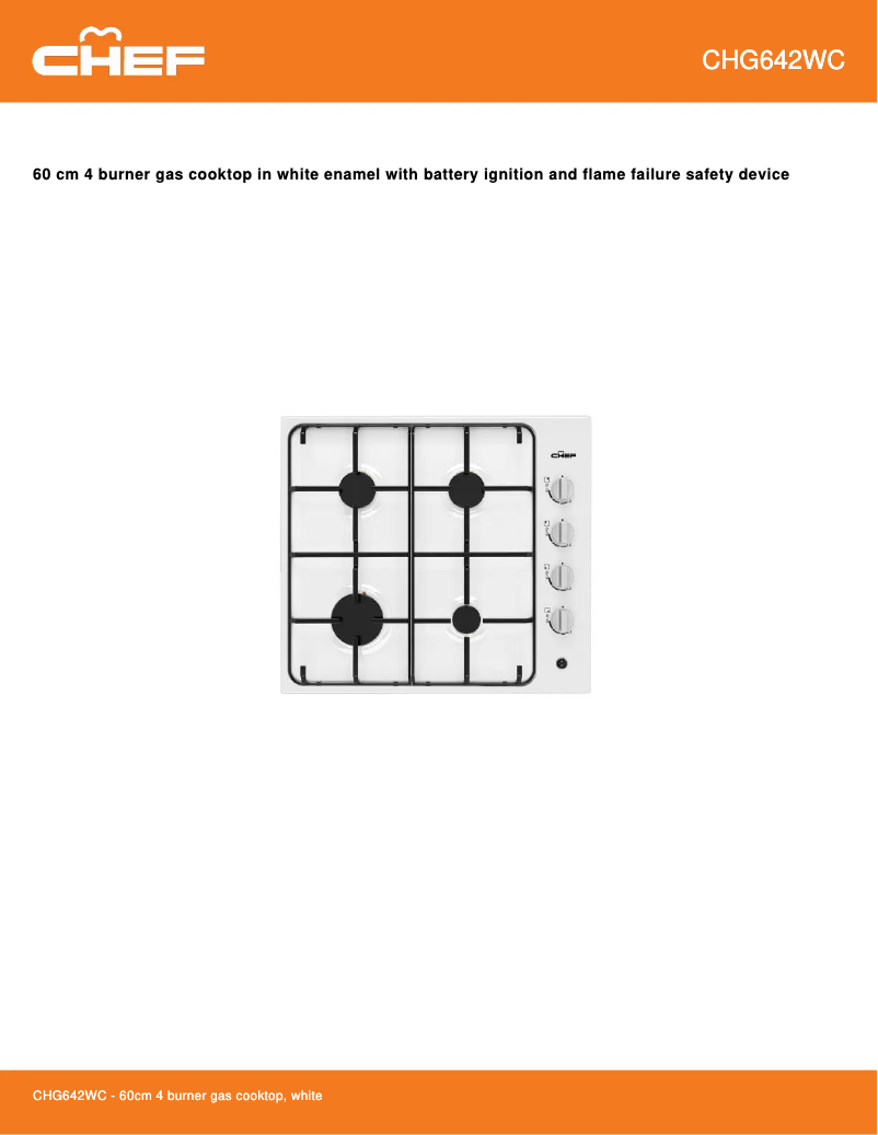 Página 1 del manual Ficha técnica Chef CHG642WC