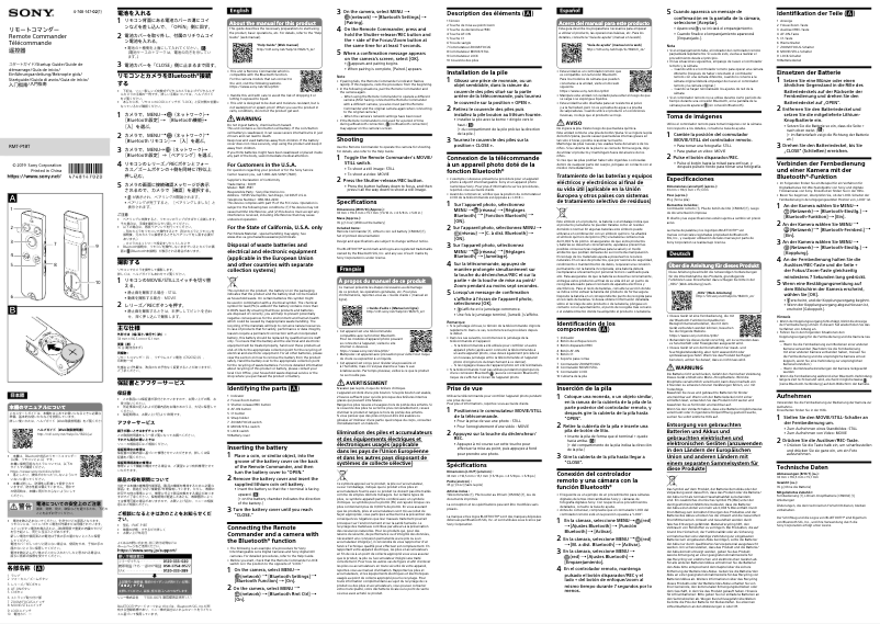 Image de la première page du manuel de l'appareil RMT-P1BT