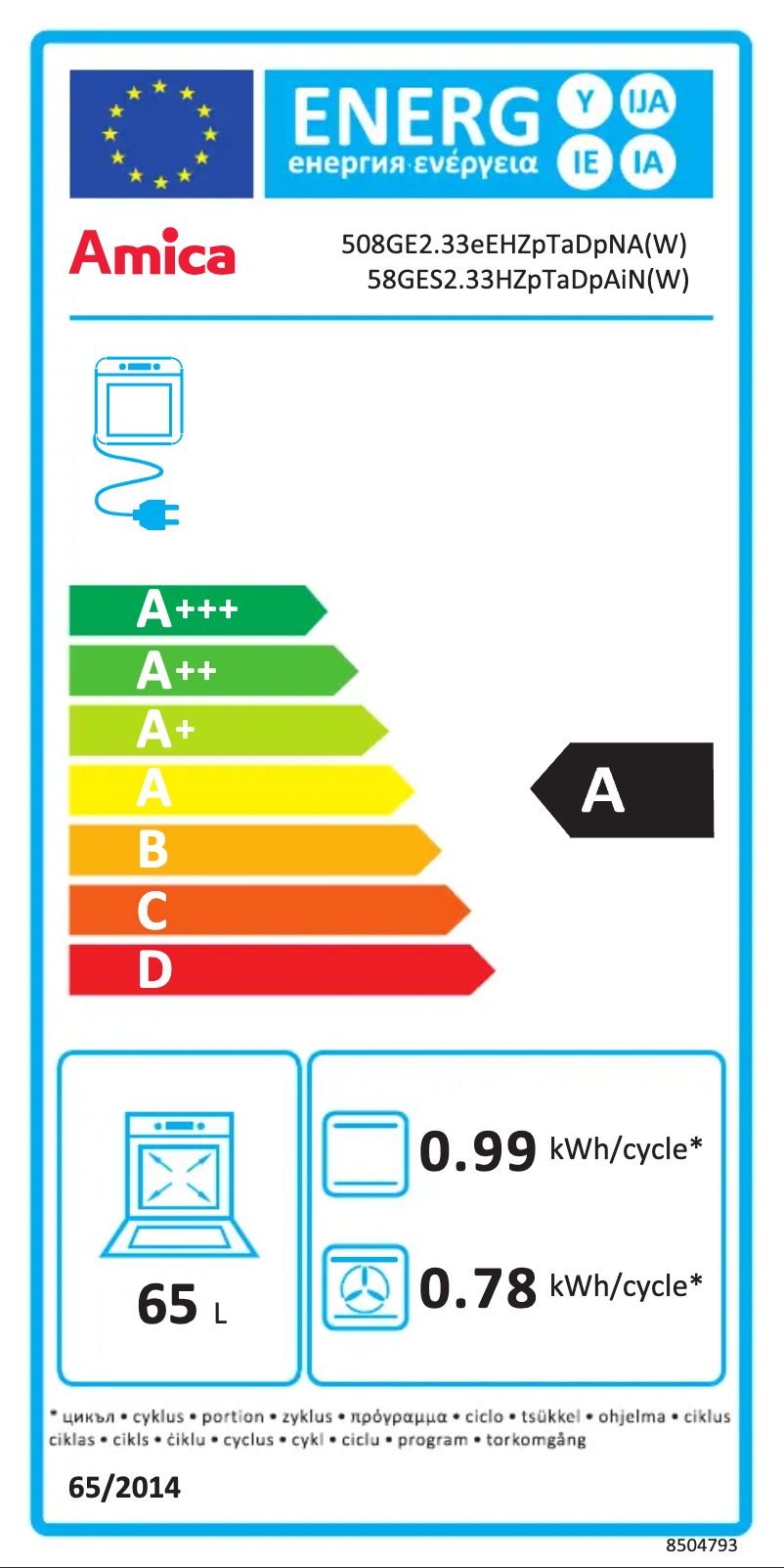 Page n°1 - Manuel utilisateur Amica 58GES2.33HZPTADPAIN(W)