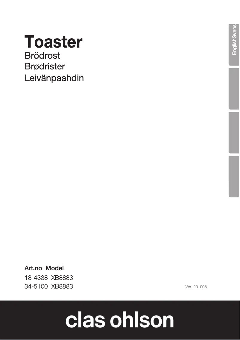 Page 1 de la notice Manuel utilisateur Clas Ohlson XB8883