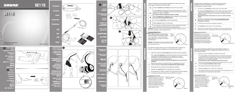 Page 1 de la notice Manuel utilisateur Shure SE115-PNK