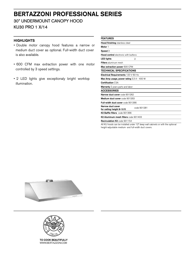 Image de la première page du manuel de l'appareil KU30PRO1X14