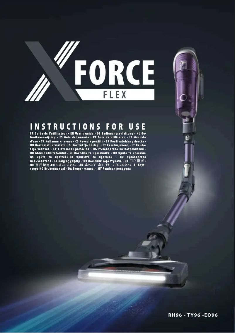 Image de la première page du manuel de l'appareil X-Force Flex 8.60 Aqua RH9690