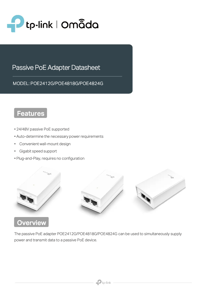 Page 1 de la notice Manuel utilisateur TP-Link POE2412G