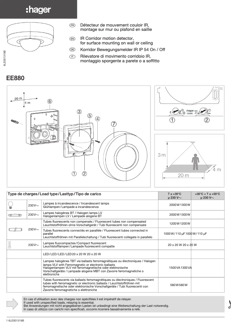 Page 1 de la notice Manuel utilisateur Hager EE880
