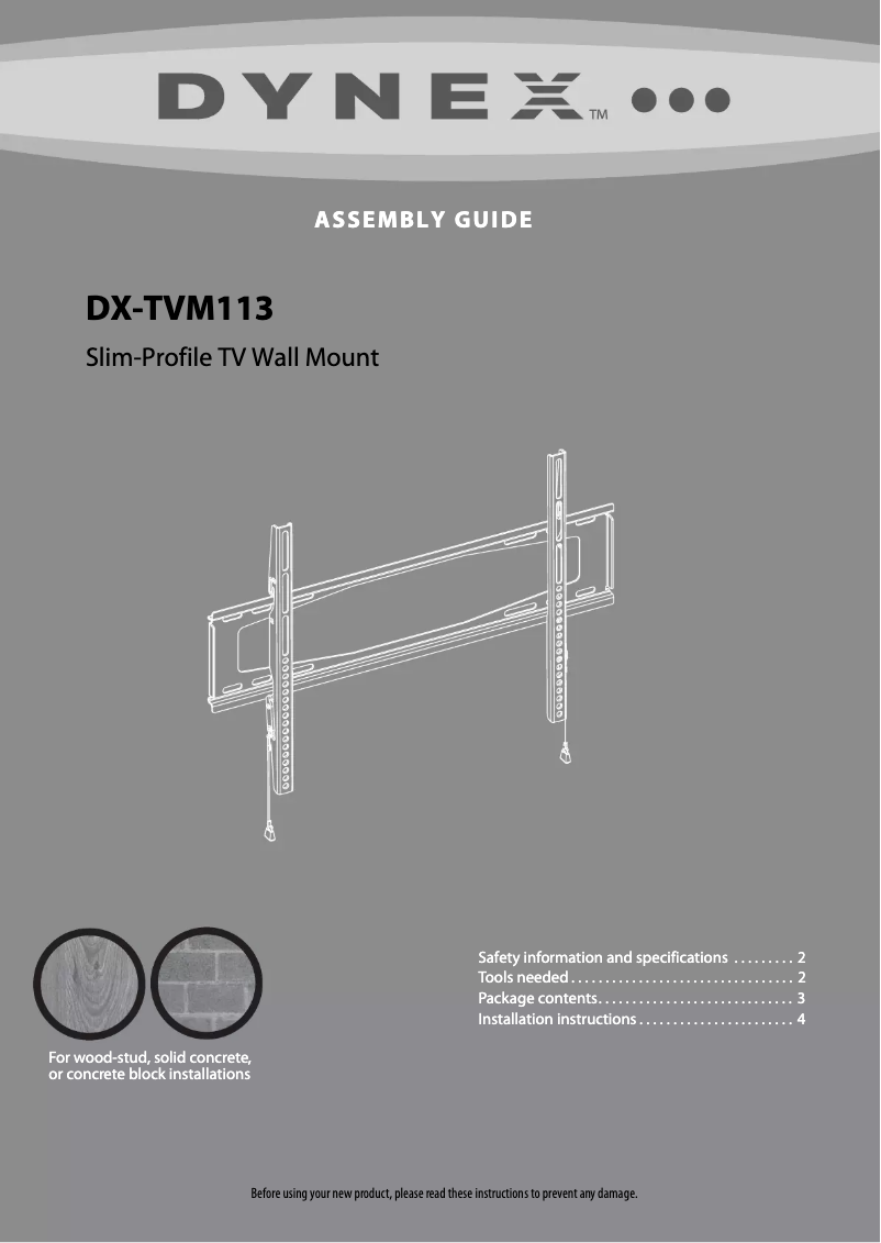 Page n°1 - Manuel utilisateur Dynex DX-TVM113