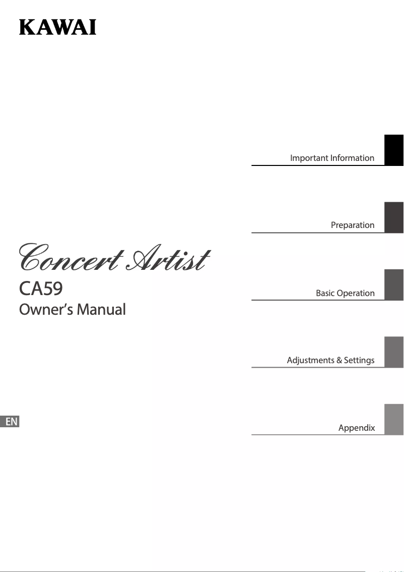 Page 1 de la notice Manuel utilisateur Kawai Concert Artist CA59